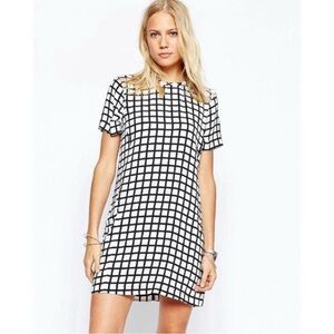 Abercrombie & Fitch Black and White Grid Mini Dress - Small